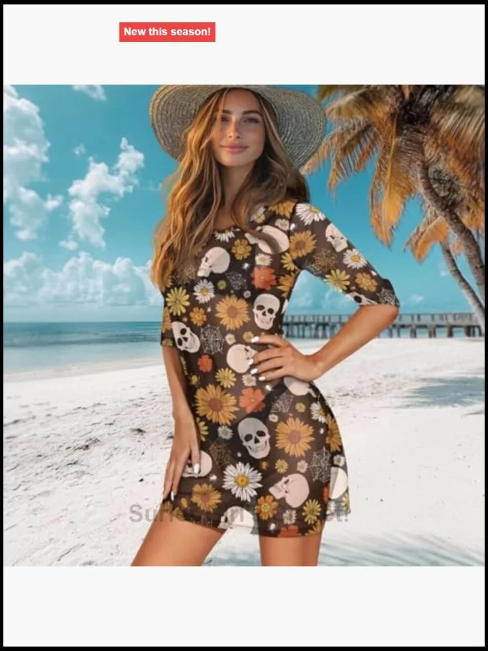 Sheer Mesh Swim Cover Up Dress Short Sleeve Beach Bathing Suit Coverup XS-2XL